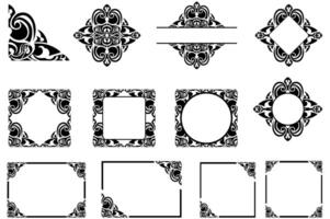 Frame Border decorative ornament design with a black swirl theme vector