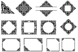 Frame border decorative ornament design with a black swirl theme vector