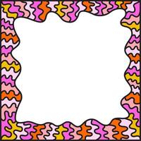 Bold black and colorful wavy lines forming a square frame. Decorative and snake-like border, made by a lot of lines. Isolated colorful illustration, on white background. . Empty space for text. vector