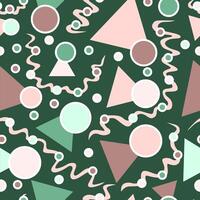Modern seamless pattern with simple geometric figures and wavy lines, perfect for web background or print wrapping decoration and fashion textile, fabric design. Light pink and green colors. vector
