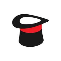 magic hat, gentleman hat cylinder with ribbon icon, symbol, design. illustration isolated on white background. vector