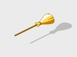 Witch broom isometric illustration with shadow vector