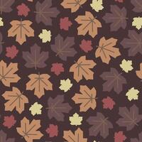 Maple leaf fall autumn seamless pattern on brown background vector