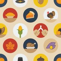 Colored seamless pattern of thanksgiving and autumn related circular icons vector