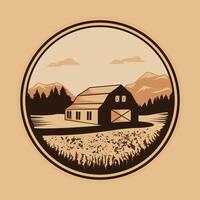 a barn with mountains in the background vector