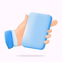 3D illustration of a hand holding a smartphone. Perfect for technology, mobile apps and digital communication themes vector