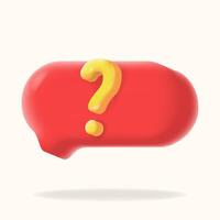 Bright yellow question mark icon with red bubble chat. Perfect for FAQs, help sections, or support pages. Enhance user engagement and clarity with this design.3d illustration vector