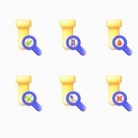 icons Laboratory test with magnifying glasses highlighting various results vector
