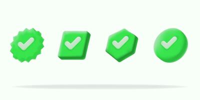 set icon green check marks in various shapes, Perfect for indicating approval or completed tasks. Ideal for websites and digital content vector