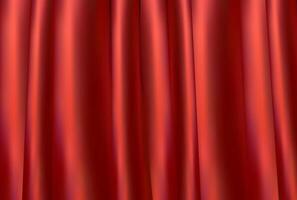 Red realistic Curtain horizontal 3D background. Grand opening.Theater cloth texture with bows for event or show. Elegant silk fabric pattern backdrop. Red curtain luxury background vector