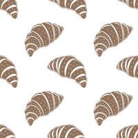 Seamless pattern, silhouettes of French pastries croissants on a white background. Design for textiles, background, print vector