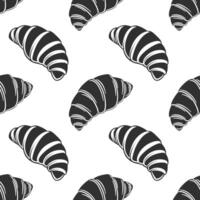 Seamless pattern, silhouettes of French pastries croissants on a white background. Design for textiles, background, print vector