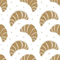 Seamless pattern, silhouettes of French pastries croissants on a white background. Design for textiles, background, print vector