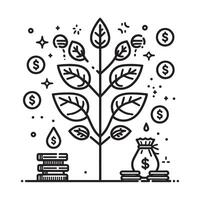 Money Growth Concept Dollar Tree Illustration. Investment Growth Graphic Dollar Tree Design vector
