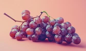 Grapes on a light pastel coral background photo
