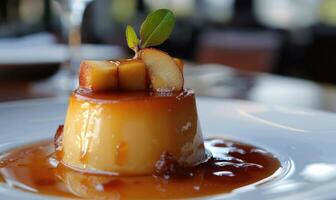 Pear and caramel flan photo