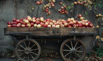 Roadside apple stand with baskets of apples photo