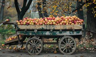 Roadside apple stand with baskets of apples photo