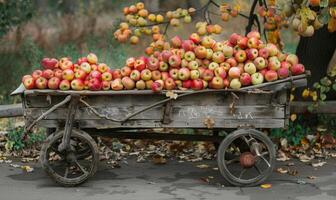 Roadside apple stand with baskets of apples photo