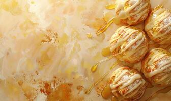 Fig and honey scones with a drizzle of honey glaze photo