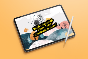 tablet pad pro 13 inch display screen mobile gadget tech device with digital pencil realistic editable mockup psd
