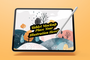 tablet pad pro 13 inch display screen mobile gadget tech device with digital pencil realistic editable mockup psd