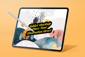 tablet pad pro 13 inch display screen mobile gadget tech device with digital pencil realistic editable mockup psd