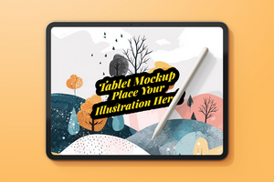 tablet pad pro 13 inch display screen mobile gadget tech device with digital pencil realistic editable mockup psd