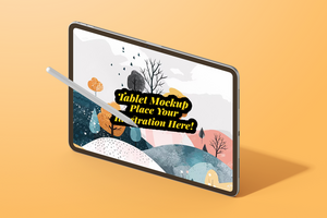 tablet pad pro 13 inch display screen mobile gadget tech device with digital pencil realistic editable mockup psd
