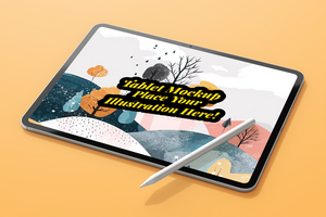tablet pad pro 13 inch display screen mobile gadget tech device with digital pencil realistic editable mockup psd