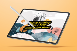 tablet pad pro 13 inch display screen mobile gadget tech device with digital pencil realistic editable mockup psd