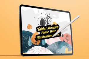 tablet pad pro 13 inch display screen mobile gadget tech device with digital pencil realistic editable mockup psd