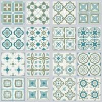 Collection of color seamless geometric mosaic patterns - vintage tile textures. Decorative ornamental abstract ornate backgrounds. repeatable tileable prints vector