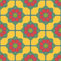 seamless geometric ornamental pattern. Tile mosaic vibrant texture Decorative bright colorful background. repeatable symmetry print vector