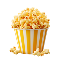 Popcorn in striped bucket on transparent background png