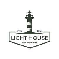 Lighthouse Design Element in Vintage Style for Logo or Badge Retro illustration. illustration. vector
