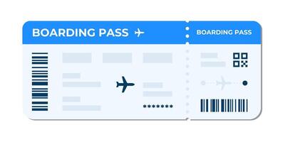Boarding pass illustration. Air plane ticket template. Airline flight pass concept. Blue departure document. Blue airplane ticket design. Blank boarding pass template. vector