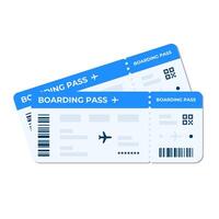 Boarding pass illustration. Two air plane tickets template. Airline flight pass concept. Blue departure document. Blue airplane tickets design. Blank boarding pass template. vector