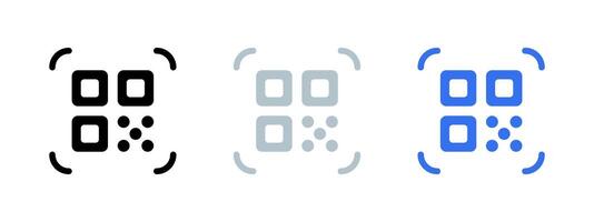 QR code icon. QR scanner illustration. Barcode symbol. Mobile scan square outline sign. vector