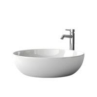 3d render of a modern washbasin with faucet on transparent background png