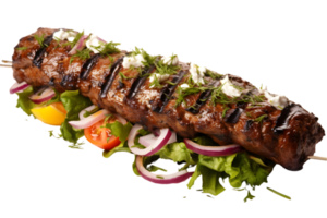 Hot dog with grilled meat and vegetables on transparent background png