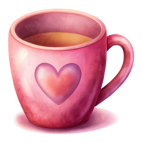 Pink Mug with Love Shape Hand Drawn Object png