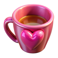 Pink Mug with Love Symbol 3d Render png