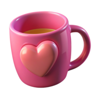 Pink Mug with Love Shape 3d Style png