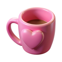 Pink Mug with Love Shape 3d Render png