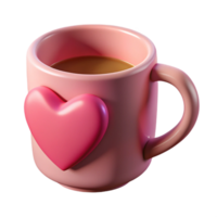 Pink Mug with Love Shape 3d Image png