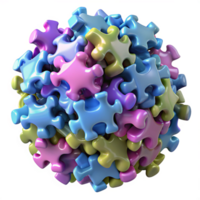Heap of Puzzle Piece 3d Render png