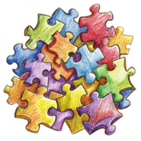 Heap of Puzzle Pieces Hand Drawn Object png