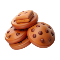 Heap of Cookies and Chocolate 3d Render png