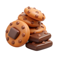 Heap of Cookies and Chocolate 3d Image png